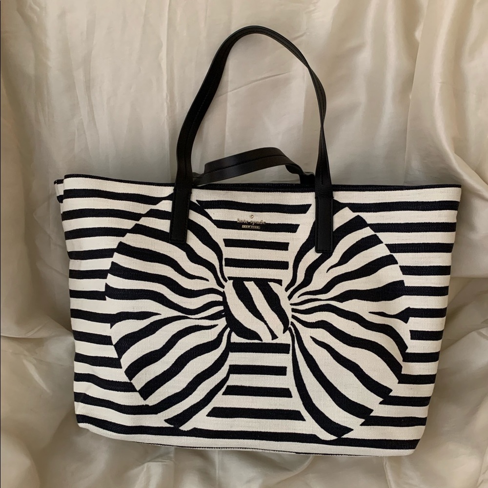 Kate Spade Striped Bow Tote-Excellent Condition